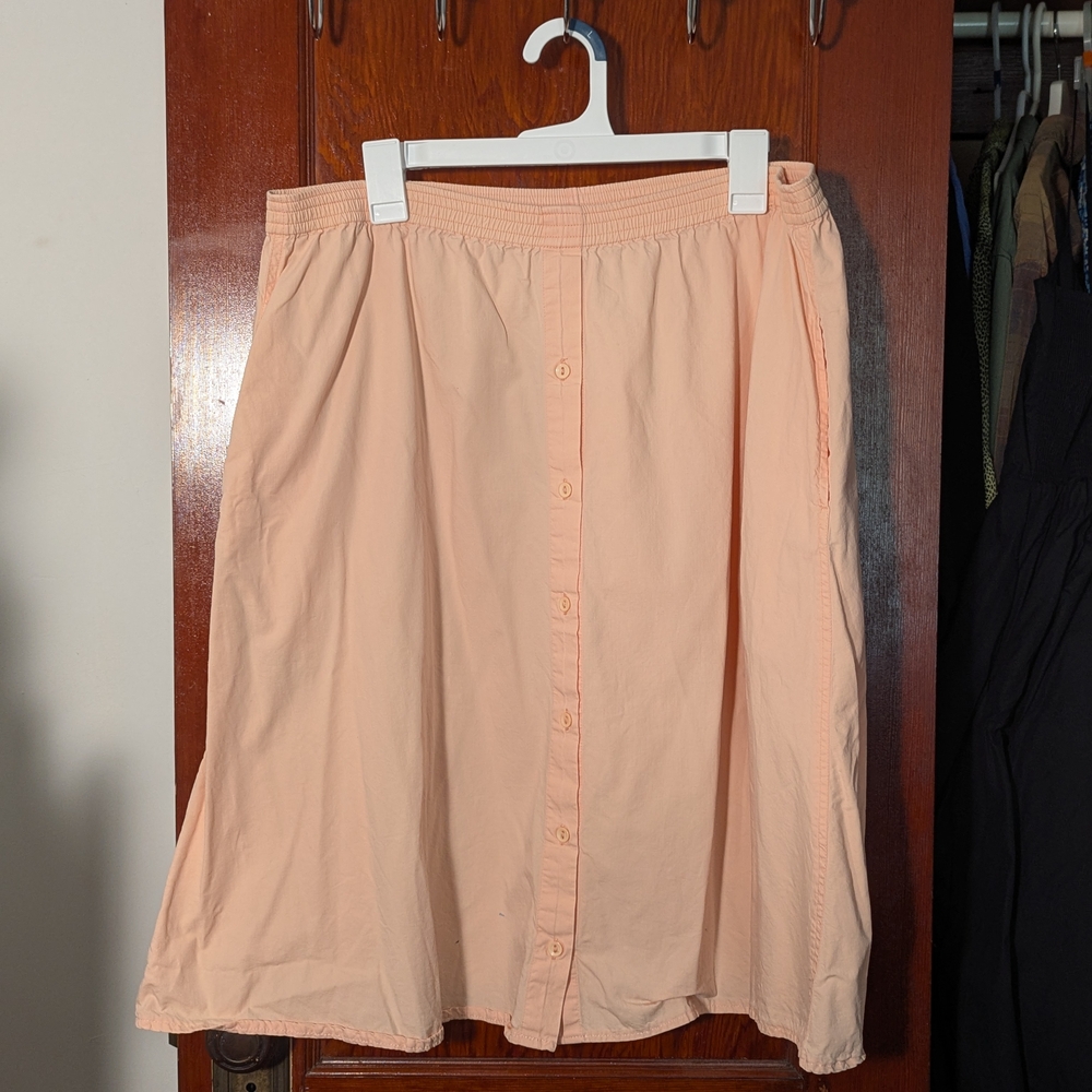 Peach Button-Front Women's Skirt
